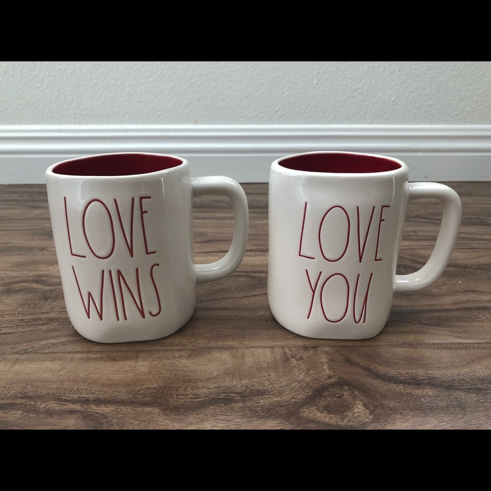 Rae Dunn Love Wins You Mug Valentine Red Inside